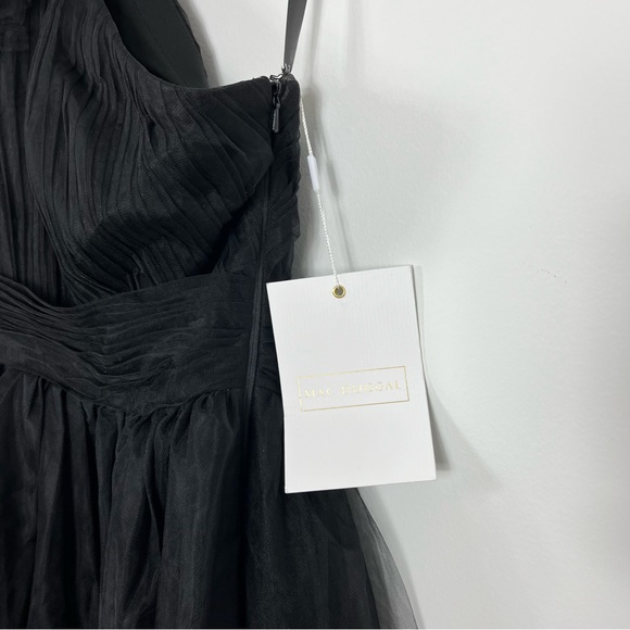 Mac Duggal 20412 Ruffled One Shoulder High Low Tulle Gown Size 4 NWT Black - Picture 7 of 13